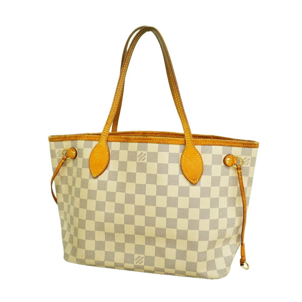 Louis Vuitton Damier Azur Neverfull PM Tote Bag N51110 White Women's